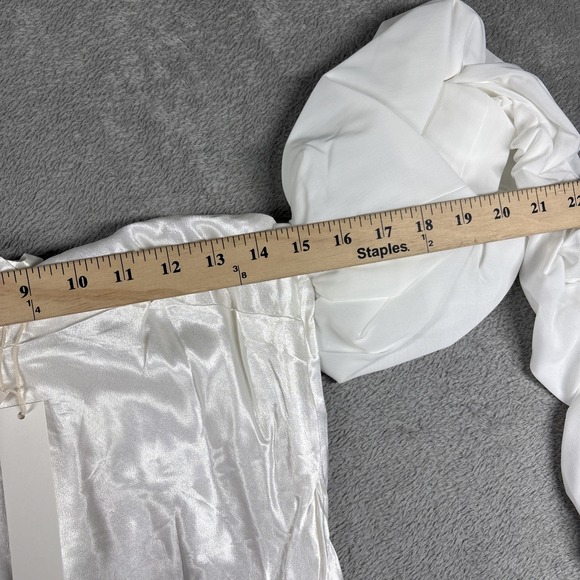 NWT For Love & Lemons Hazel White Satin Mini Dress With Gloves Size XS - Picture 7 of 12